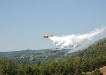 Canadair in azione ad Ancaiano il 21 giugno