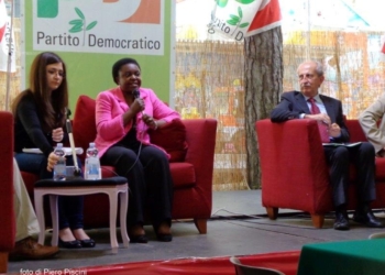 Incontro della ministra Cecile Kyenge con il pubblico alla Festa Nazionale del Turismo in Orvieto il 4 luglio 2013