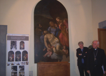 Presentato il restauro della pala d’altare della Pietà dell’oratorio della Misericordia