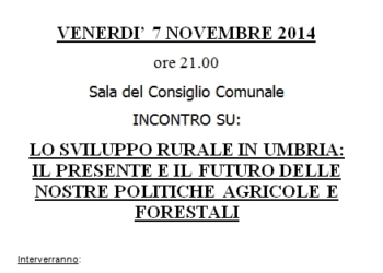 A San Venanzo incontro sullo sviluppo rurale in Umbria