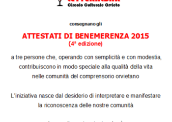 Assegnazione oggi degli “Attestati di benemerenza 2015”
