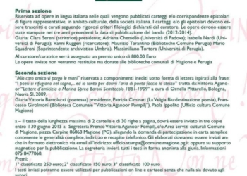 Bando della XVI edizione del premio letterario nazionale Vittoria Aganoor Pompilj