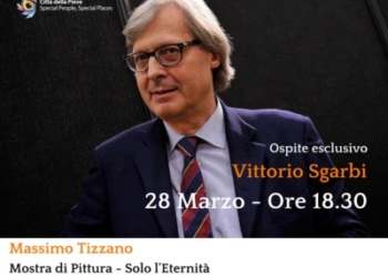 Vittorio Sgarbi ospite della mostra di pittura “Solo l’Eternità” di Massimo Tizzano