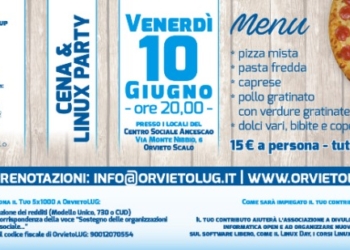 Orvieto Linux User Group organizza la cena sociale ed il Linux Party di fine stagione