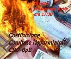 Costituzione del Comitato risparmiatori CRO-BpB Orvieto, Terni, Viterbo