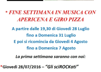 Al Nuovo Cappanno fine settimana in musica con Apericena e Giro Pizza