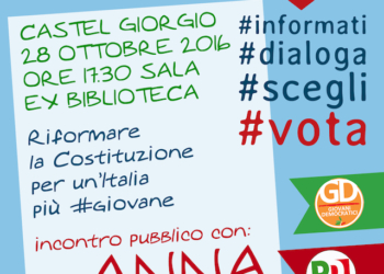 Riformare la Costituzione per un’Italia più #giovane: incontro con l’on. Anna Ascani per il Sì al Referendum