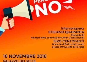 Referendum, a Orvieto incontro con il Comitato per il No. Intervengono Stefano Quaranta e Siro Centofanti