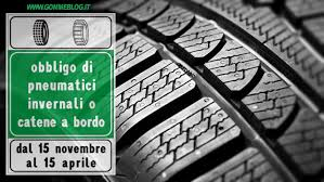 Obbligo a viaggiare con catene da neve o pneumatici invernali in vigore dal 15 novembre 2017