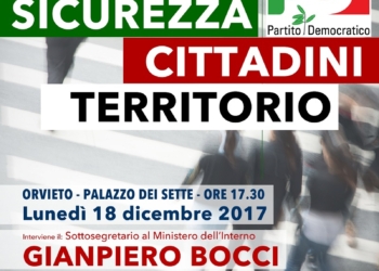 “Sicurezza, cittadini, territorio”, incontro con il sottosegretario Bocci a Palazzo dei Sette