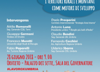 Le Aree Interne come motore di sviluppo per l’Umbria. Iniziativa di Cgil, Cisl e Uil a Orvieto