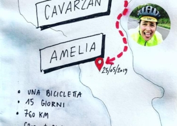 Amelia Cavarzan in bicicletta da Belluno ad Amelia