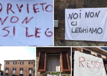 “Noi non ci leghiamo”, striscioni anti-Salvini dai terrazzi della Rupe