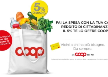 Coop, sconto del 5% a chi si presenta con la card del reddito di cittadinanza