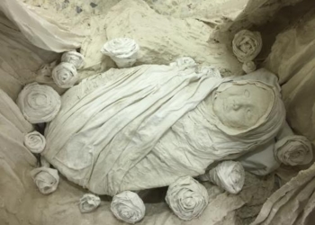 A Rocca Ripesena la natività è circondata da rose di gesso