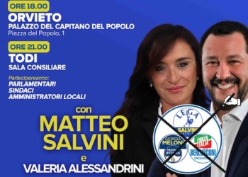Al Palazzo del Popolo Matteo Salvini per Valeria Alessandrini