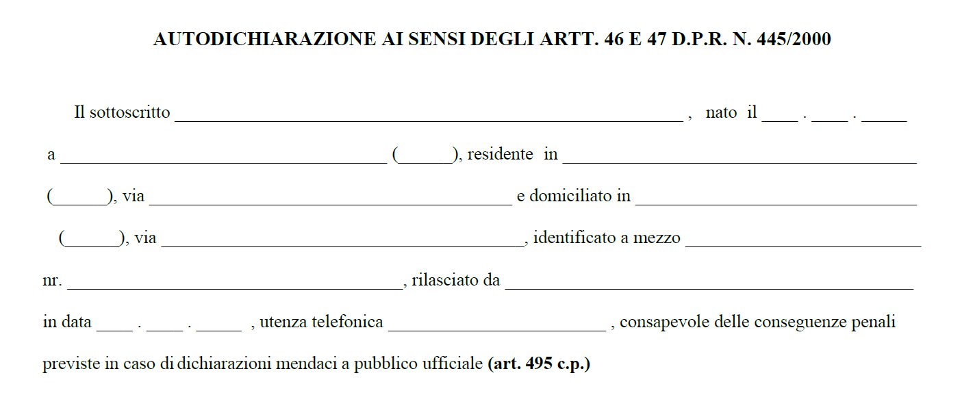 Aggiornato Il Modello Per Le Autodichiarazioni Il Modulo Da Stampare