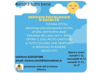 La ProCiv dell’Orvietano avvia il servizio psicologico di ascolto