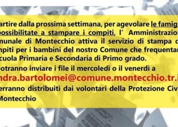 Covid-19, a Montecchio il Comune porta compiti cartacei a casa
