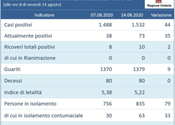 Coronavirus, andamento settimanale dal 7 al 14 agosto: i positivi salgono a 1532 (+44)