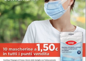 Mascherine chirurgiche a 0,15 euro nei punti vendita Coop e Superconti: ulteriore ribasso