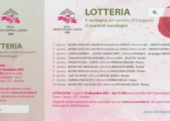 Lotteria a sostegno del servizio di trasporto dei pazienti oncologici al Centro Radioterapico di Terni