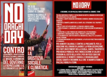 “No Draghi day”, giornata nazionale di protesta indetta dal sindacalismo di base e conflittuale