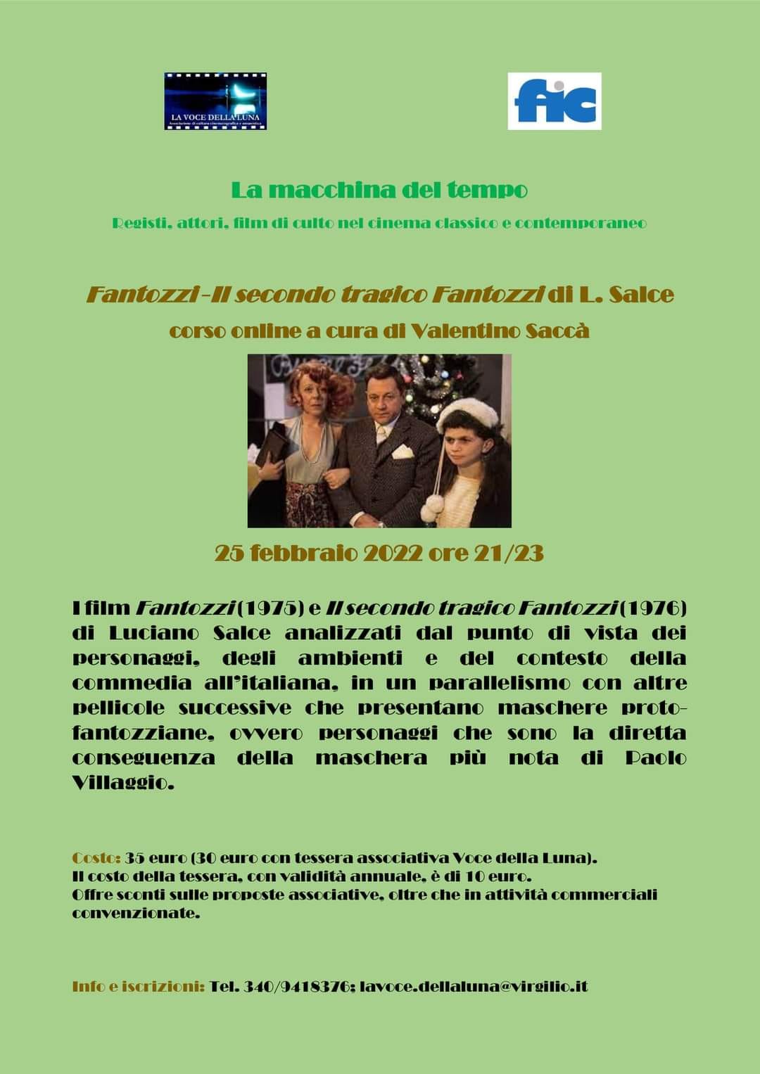 Incontro zoom di cinema su Fantozzi e di Il secondo tragico Fantozzi a