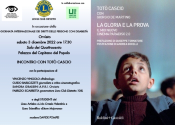 “La gloria e la prova. Il mio Nuovo Cinema Paradiso 2.0”, con il Lions Club Orvieto per incontrare Totò Cascio