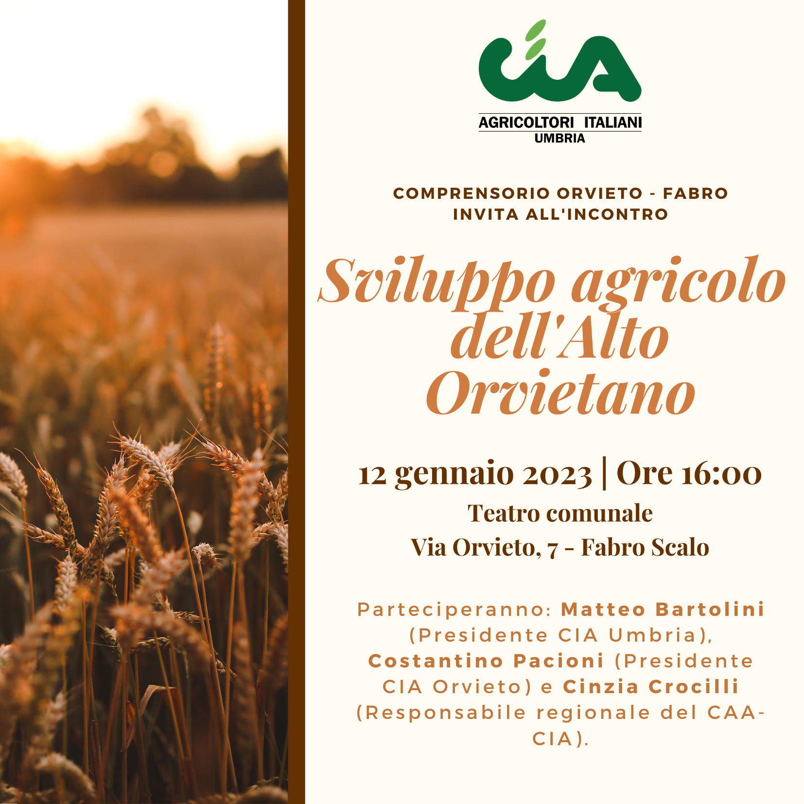 "Lo sviluppo agricolo dell'Alto Orvietano", a Fabro scalo incontro di