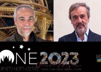 Marco Malvaldi e Carlo Vecce nel Giardino dei Lettori per “Orvieto Notti d’Estate”