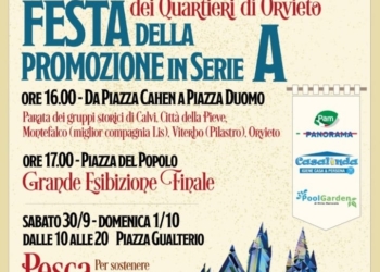 Gli sbandieratori di Orvieto festeggiano la promozione in Serie A