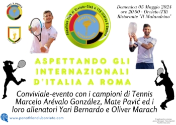 “Aspettando gli Internazionali d’Italia a Roma”. Conviviale-evento con i campioni del tennis