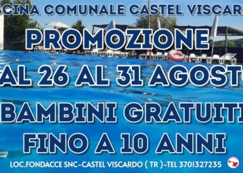 Ingresso gratuito in piscina per i più piccoli a Castel Viscardo: iniziativa dal 26 al 31 agosto
