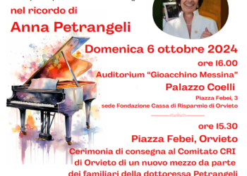 “Nel ricordo di Anna Petrangeli”: concerto di beneficenza della Cri comitato di Orvieto