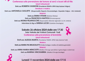 “Unite per la prevenzione”: ultimo incontro organizzato dalle sezioni umbre di Fidapa BPW Italy