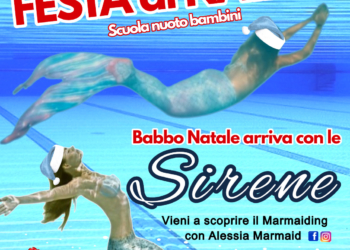 “Babbo Natale arriva in piscina insieme alle renne … A no, sono sirene”