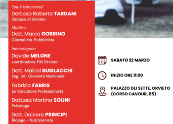 “Sport e Giovani: stile di vita, valori e futuro”: iniziativa di Gioventù Nazionale Orvieto a Palazzo dei Sette