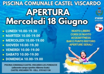 Castel Viscardo, riapre la piscina comunale. Con Uisp arrivano corsi di nuoto per adulti, bambini e acquafitness