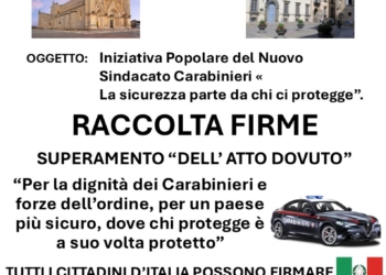 Raccolta firme del Nuovo Sindacato Carabinieri per il superamento dell’“atto dovuto”