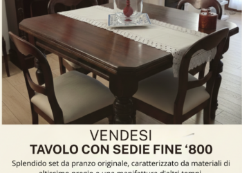 Vendesi prezioso tavolo inglese allungabile di fine ‘800 in mogano con 6 sedie