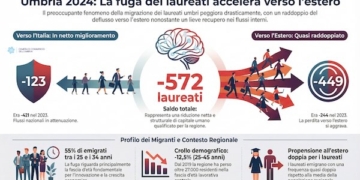 Laureati, l’Umbria tampona le perdite in Italia ma cede all’estero