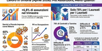 In Umbria crescono le assunzioni, ma arretra il lavoro più qualificato