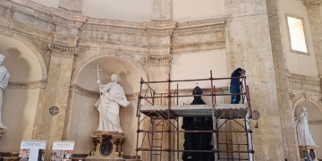 Al via il restauro della statua lignea di Papa Martino I all’intern del Tempio della Consolazione