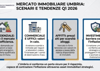 Mercato immobiliare umbro, il residenziale tiene mentre il commerciale arretra e gli affitti restano in tensione
