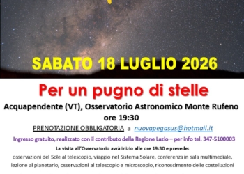 “Per un pugno di stelle”: sabato 18 luglio una serata speciale sotto il cielo di Monte Rufeno