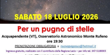 “Per un pugno di stelle”: sabato 18 luglio una serata speciale sotto il cielo di Monte Rufeno