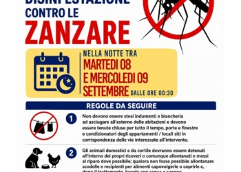 Castel Giorgio: terzo intervento di disinfestazione antizanzare nella notte tra l’8 e il 9 settembre